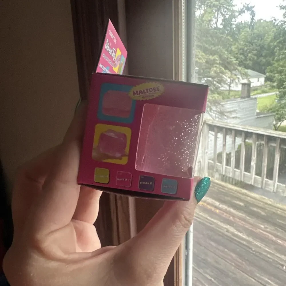 Gold Dust Crystal Ice Cube Squishy Sensory Squeeze Stress Toy Pink